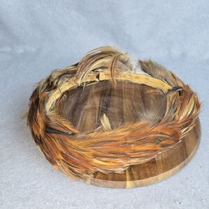 Vintage HATBAND belting FEATHERS cowboy hat HEADDRESS pheasant ONE SIZE western